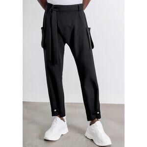 Orttu Remi Cargo Pants Black Free Size Adjustable Waist Contemporary Casual